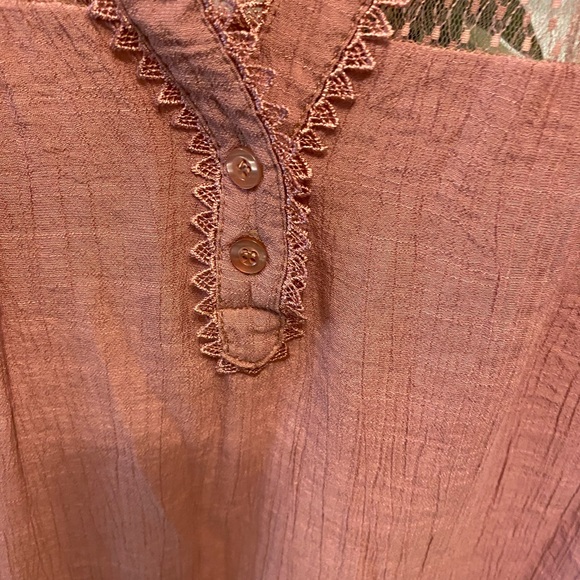 Pretty Lace Panel Top Blouse Shirt SS M - Picture 9 of 9